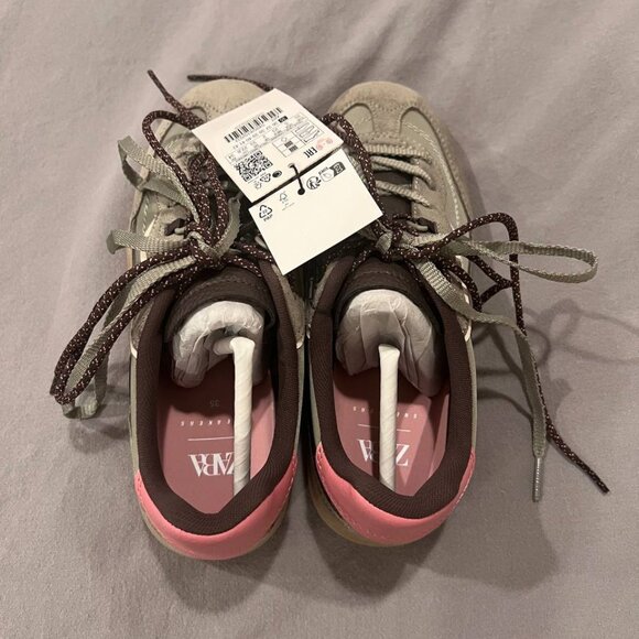 The Biggest 2026 Fashion Trends Are Already at Zara | Who  NWT Zara CONTRAST TRAINERS in khaki green (Trend 2026)